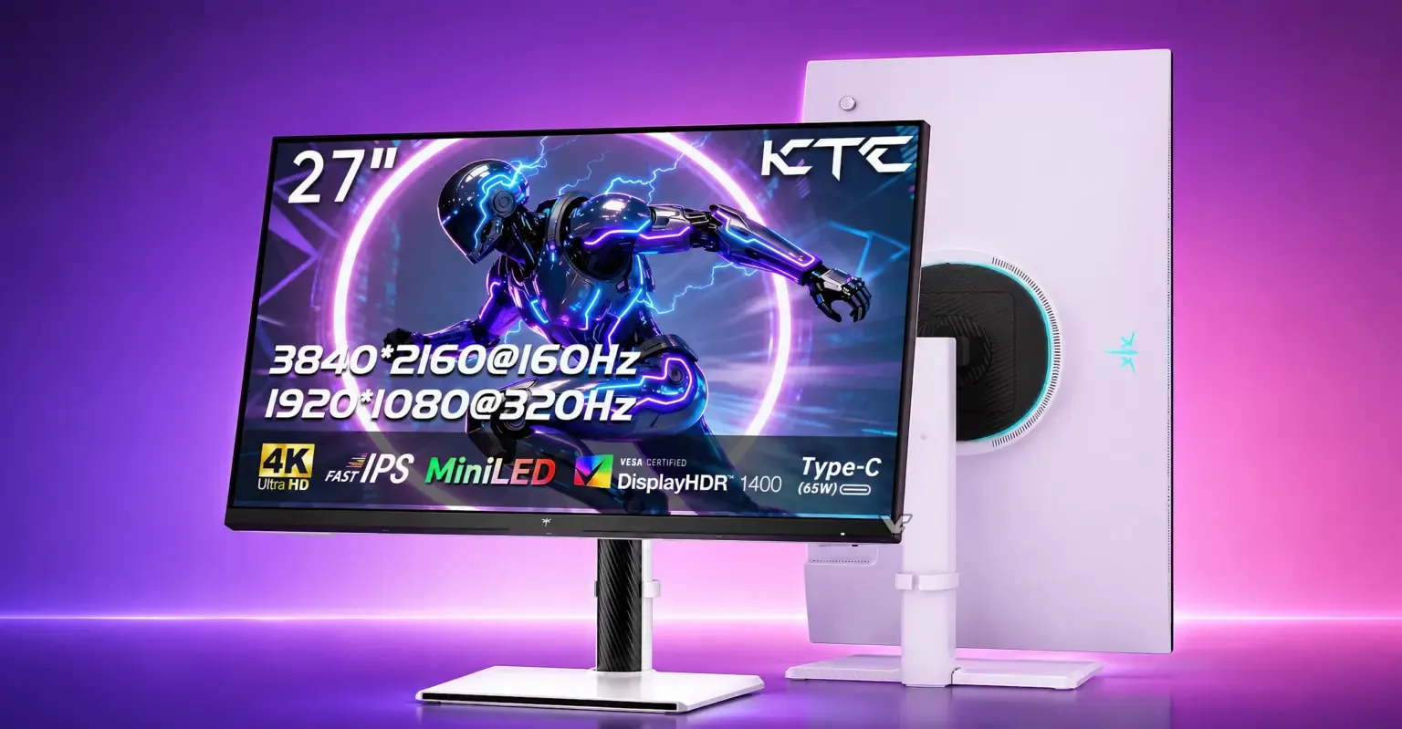 KTC M27P6S – 27-calowy monitor Mini-LED z 2304 strefami, 4K 160 Hz i błyszczącym panelem
